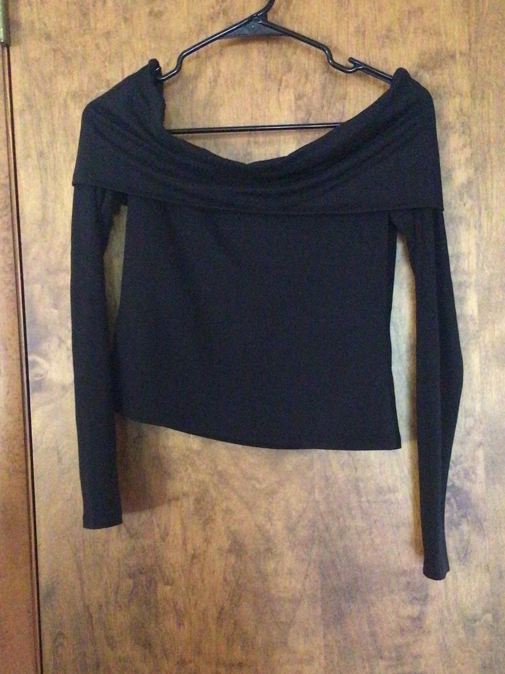 H&M Black Off-The-Shoulder Foldover Sweater